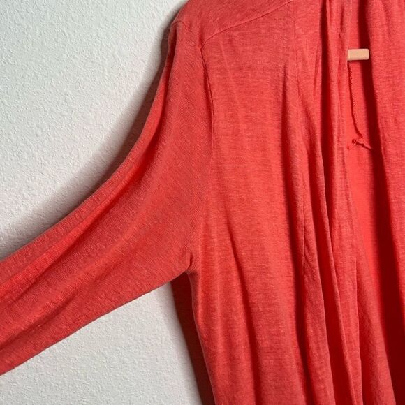 J Jill Women’s Coral Linen Open Front Cardigan Size L - Picture 5 of 15
